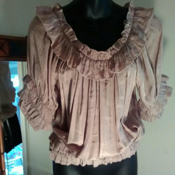 Forever Young Tops - 🔥SALE!🔥 Sexy Silky Ruffles Forever Young Top Neutral Fawn On or Off Shoulder S